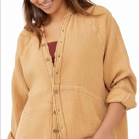 We The Free Summer Daydream Oversized Cotton Button Down Top Small NWOT - Picture 5 of 14